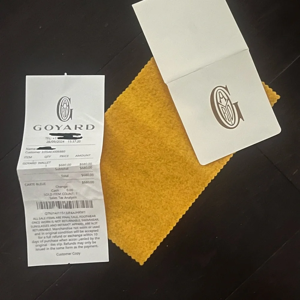 Goyard wallet white with recipt and original box